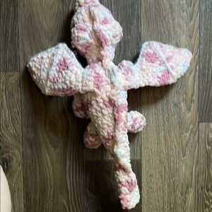 Pink and White Plush Dragon Toy